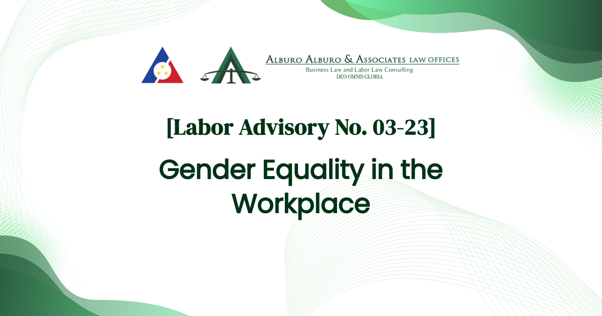 [Labor Advisory No. 03-23] Gender Equality in the Workplace