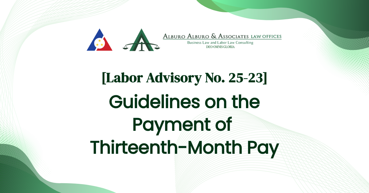 [Labor Advisory No. 25-23] Guidelines on the Payment of Thirteenth-Month Pay