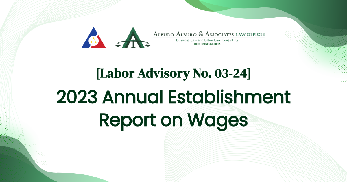 [Labor Advisory No. 03-24] 2023 Annual Establishment Report on Wages