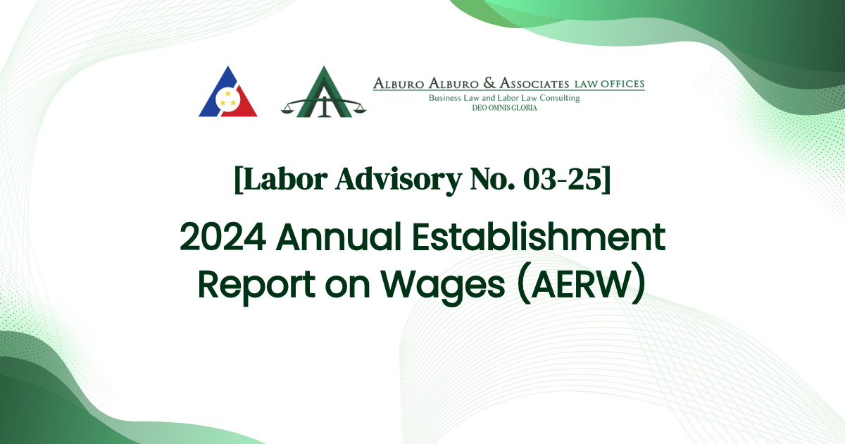 [Labor Advisory No. 03-25] 2024 Annual Establishment Report on Wages (AERW)