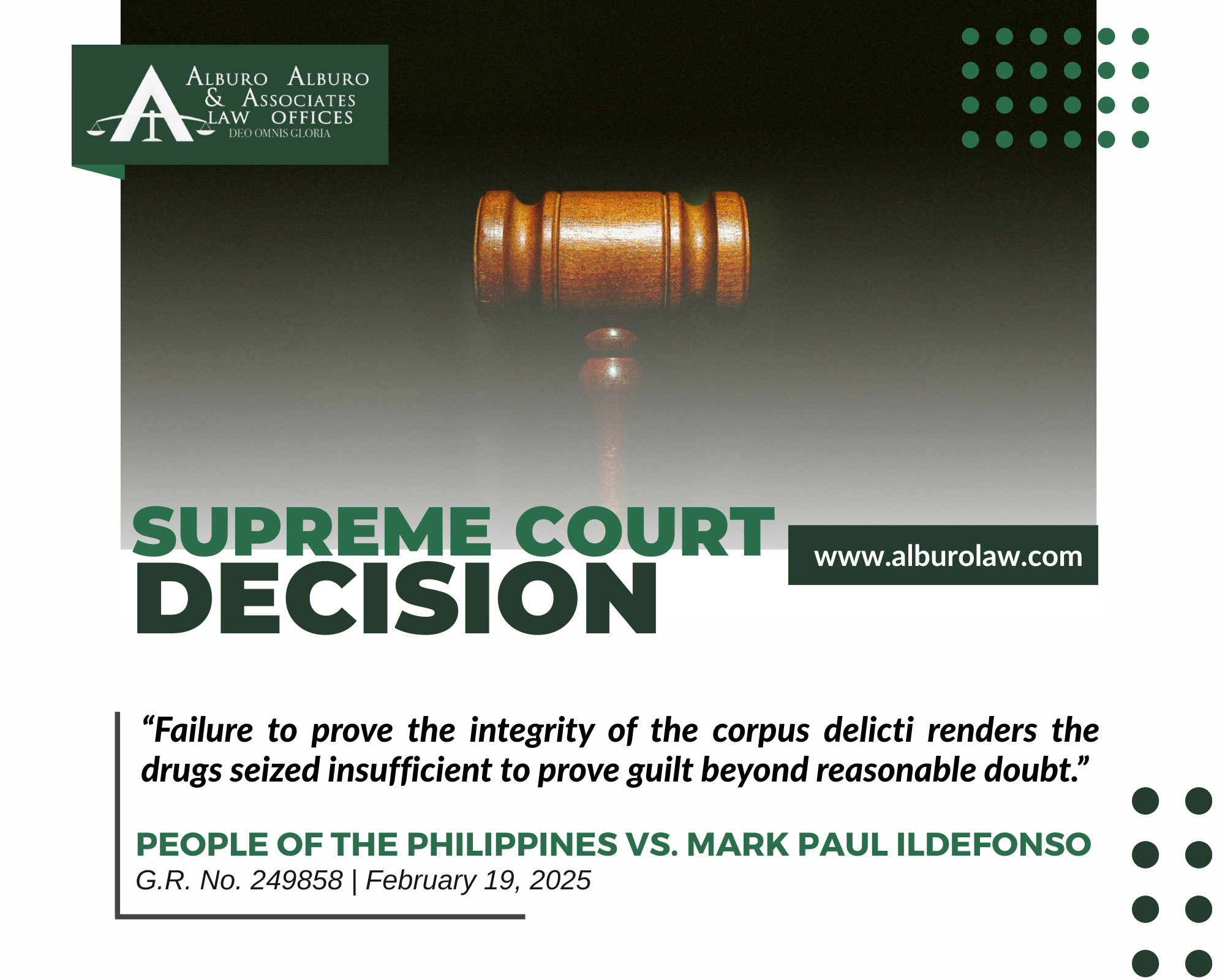 The Supreme Court Decides: Failure to prove the integrity of the corpus delicti renders the drugs seized insufficient to prove guilt beyond reasonable doubt.